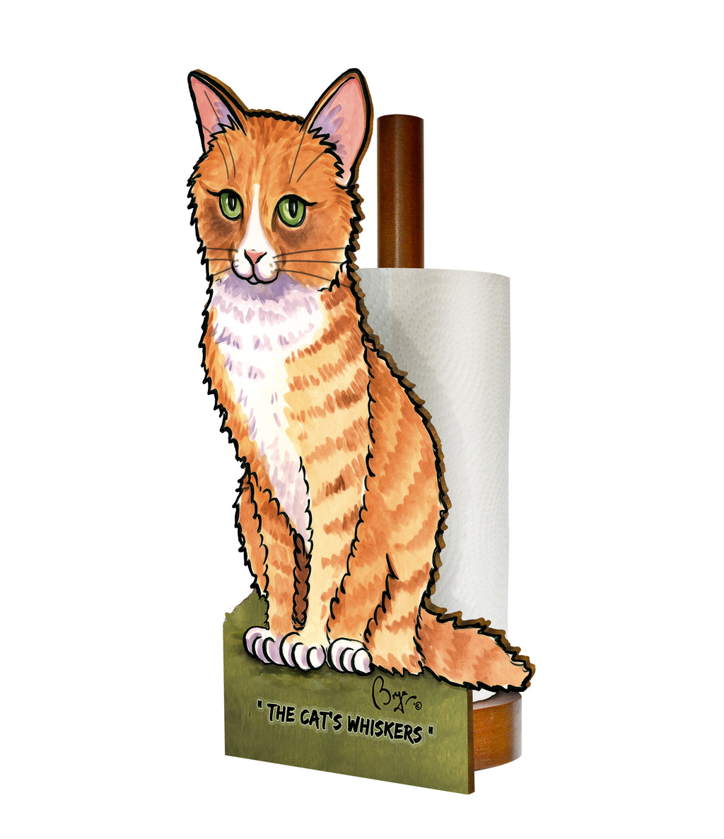 Cat's Whiskers (Bryn Parry ) - Printed Wood Toilet Roll / Kitchen Roll Holder