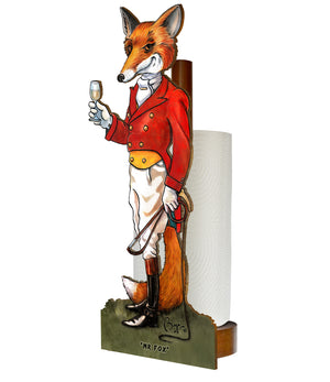Mr Fox (Bryn Parry ) - Printed Wood Toilet Roll / Kitchen Roll Holder.