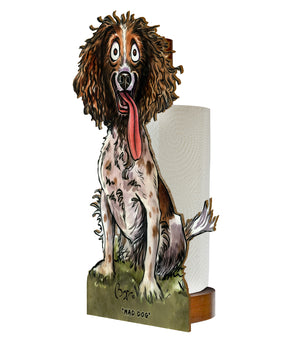 Mad Dog  (Bryn Parry ) - Printed Wood Toilet Roll / Kitchen Roll Holder.
