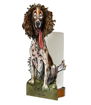 Mad Dog  (Bryn Parry ) - Printed Wood Toilet Roll / Kitchen Roll Holder. BOX OF 5 UNITS