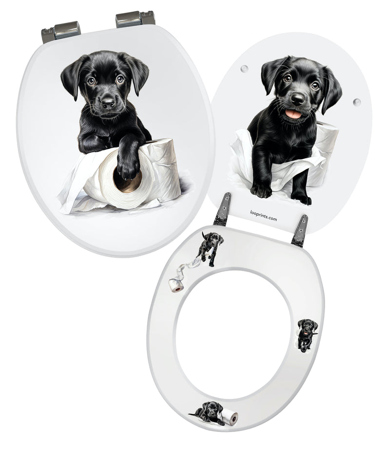 Puppy Roll - Labrador Puppy - Soft Close Toilet Seat.