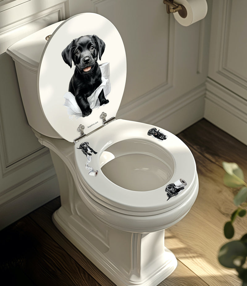 Puppy Roll - Labrador Puppy - Soft Close Toilet Seat.