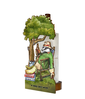 A Hard Days Work ( Bryn Parry )-Printed Wood Toilet Roll / Kitchen Roll Holder. BOX OF 5 UNITS