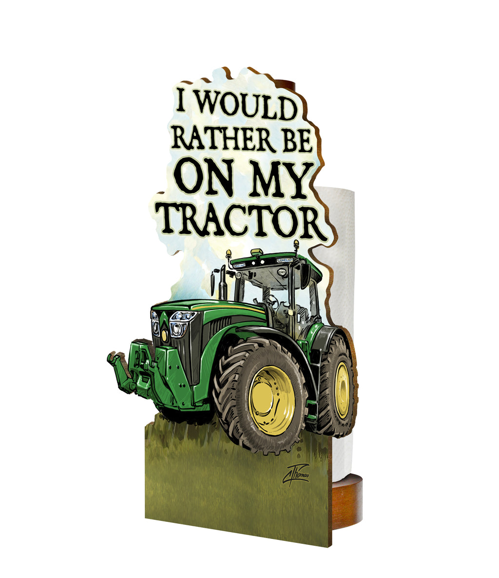 Tractor ( Alan Thomas )-Printed Wood Toilet Roll / Kitchen Roll Holder. BOX OF 5 UNITS