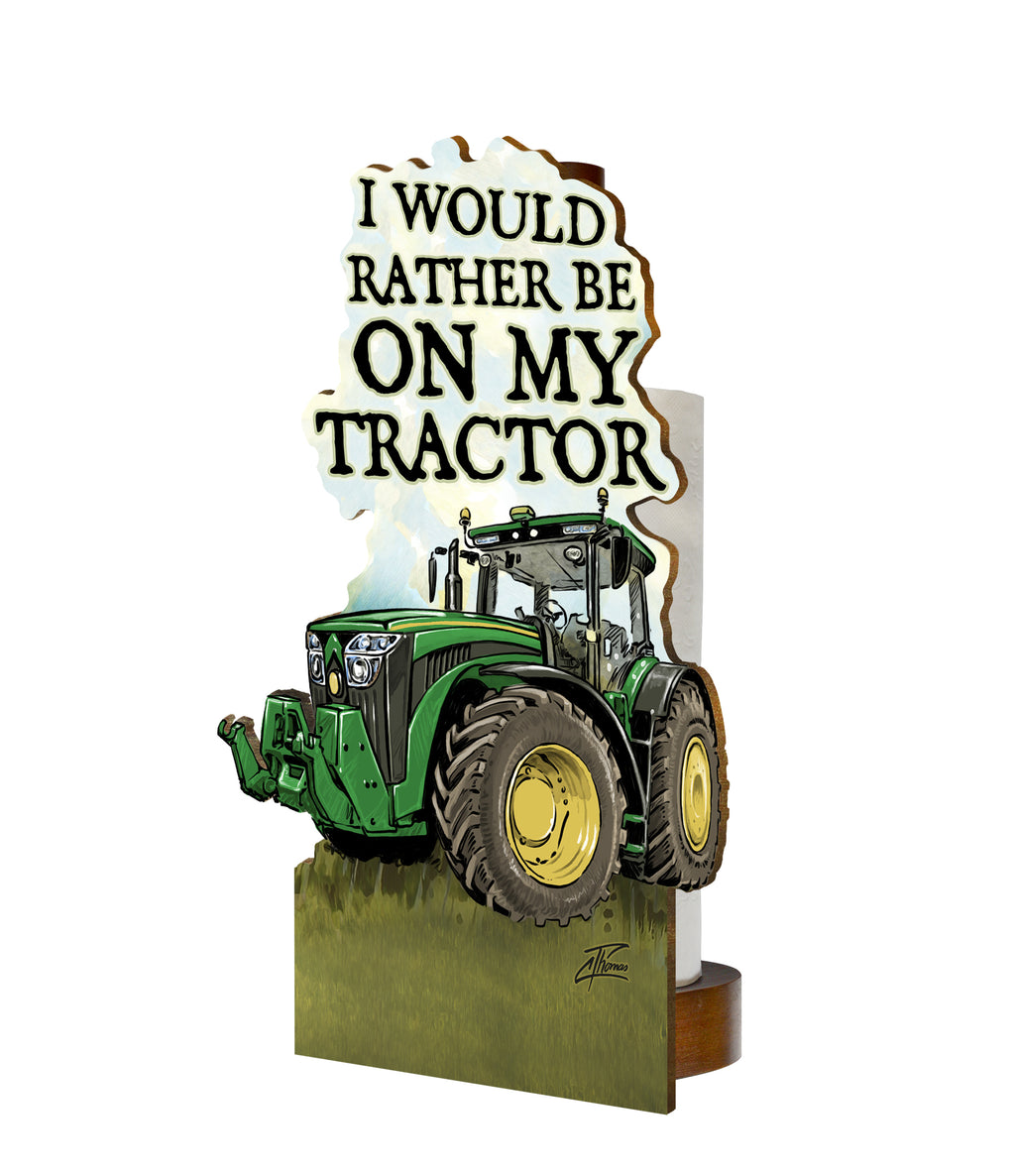 Tractor ( Alan Thomas ) - Printed Wood Toilet Roll / Kitchen Roll Holder. NEW FOR 2023 - IN STOCK 30th NOVEMBER - PRE ORDER NOW
