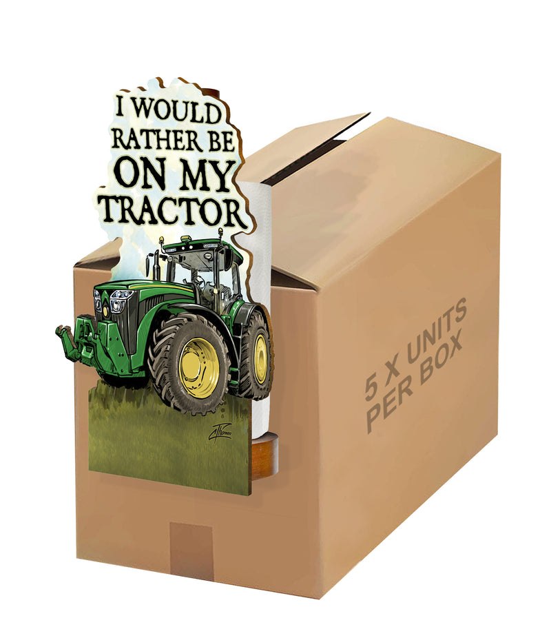 Tractor ( Alan Thomas )-Printed Wood Toilet Roll / Kitchen Roll Holder. BOX OF 5 UNITS