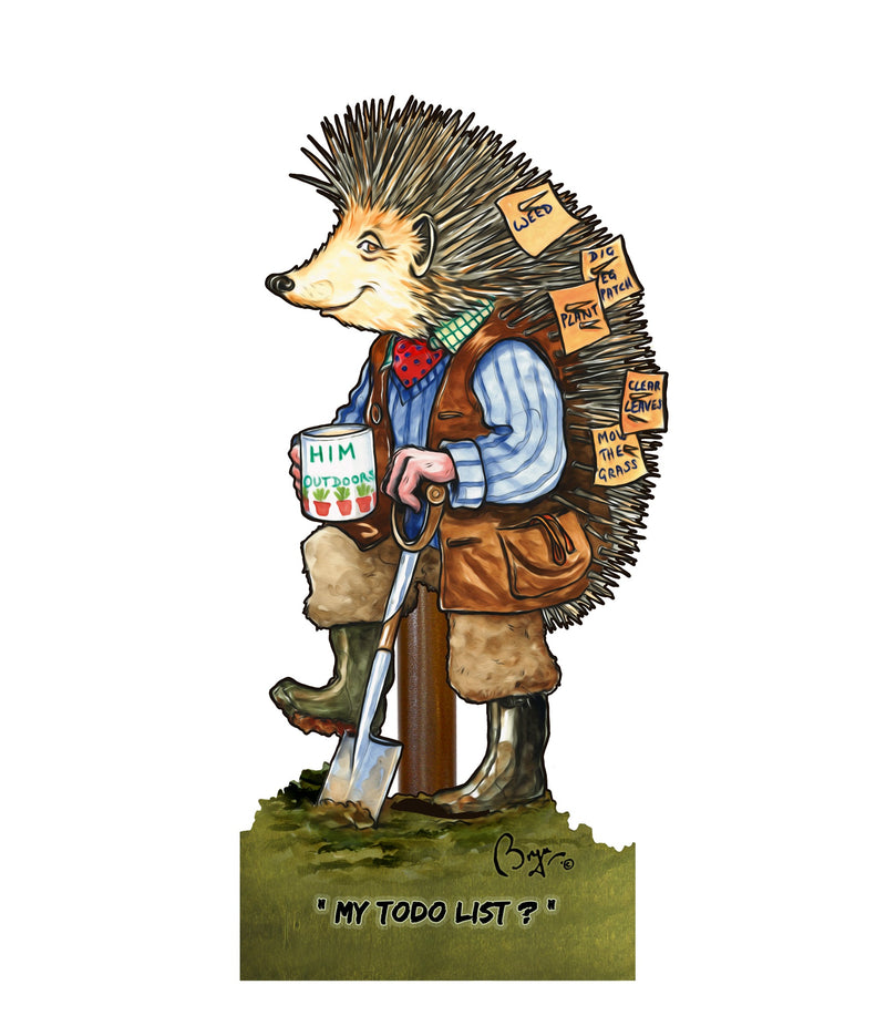 Hedgehog / Todo List (Bryn Parry ) - Printed Wood Toilet Roll / Kitchen Roll Holder. BOX OF 5 UNITS