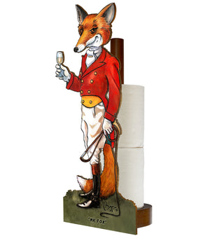 Mr Fox (Bryn Parry ) - Printed Wood Toilet Roll / Kitchen Roll Holder.