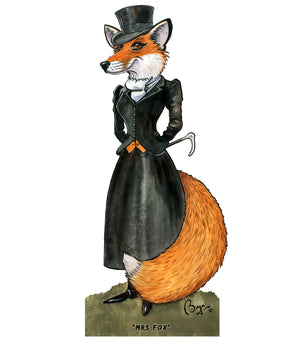 Mrs Fox (Bryn Parry ) - Printed Wood Toilet Roll / Kitchen Roll Holder.