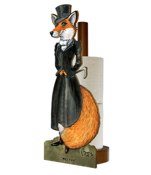 Mrs Fox (Bryn Parry ) - Printed Wood Toilet Roll / Kitchen Roll Holder.