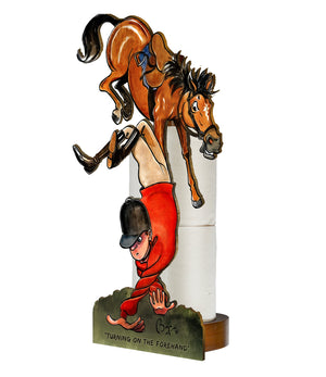 Equestrian (Bryn Parry ) - Printed Wood Toilet Roll / Kitchen Roll Holder. BOX OF 5 UNITS